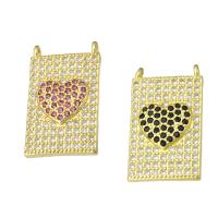 Cubic Zirconia Micro Pave Brass Pendant, gold color plated, micro pave cubic zirconia & double-hole Approx 1mm 