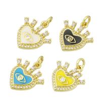 Cubic Zirconia Micro Pave Brass Pendant, gold color plated, micro pave cubic zirconia & enamel Approx 2mm 