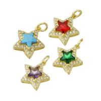 Cubic Zirconia Micro Pave Brass Pendant, Star, gold color plated, micro pave cubic zirconia Approx 2mm 