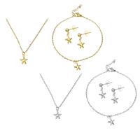 Fashion Stainless Steel Jewelry Sets, bracelet & earring & necklace, Starfish, plated, for woman Approx 19.5 Inch, Approx 8.3 Inch 