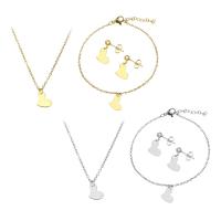 Fashion Stainless Steel Jewelry Sets, bracelet & earring & necklace, Heart, plated, for woman Approx 19.5 Inch, Approx 8.5 Inch 