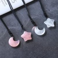 Natural Quartz Pendants, Moon and Star 