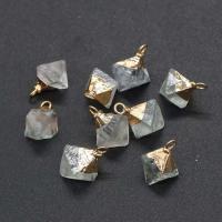 Natural Quartz Pendants, Stainless Steel, with Clear Quartz, Rhombus, white 