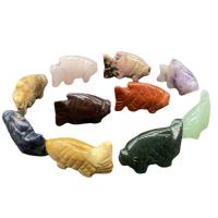 Gemstone Decoration, Fish, Carved, random style & Unisex, mixed colors, 25mmx16-18mm 