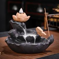 Incense Smoke Flow Backflow Holder Ceramic Incense Burner, Purple Clay, handmade, for home and office & durable 