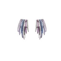 Befestiger Zirkonia Messing Ohrring, Pistole schwarz plattiert, Micro pave Zirkonia & für Frau, farbenfroh, 19x11mm, verkauft von Paar