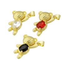 Cubic Zirconia Micro Pave Brass Pendant, Bear, gold color plated, micro pave cubic zirconia Approx 3mm 