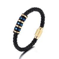 Kunstleder Schnur Armbänder, Synthetisches Leder, mit Edelstahl, plattiert, unterschiedliche Länge der Wahl & unisex, keine, verkauft von PC