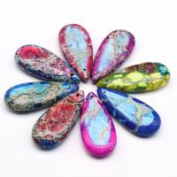 Impression Jasper Pendant, Teardrop, polished, random style & fashion jewelry, multi-colored 