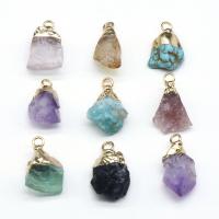 Gemstone Zinc Alloy Pendants, Quartz, with Zinc Alloy, gold color plated, fashion jewelry 9-22mm,8-15mm 