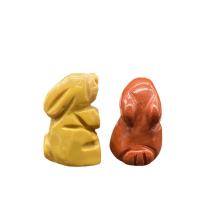 Gemstone Decoration, Natural Stone, Rabbit, Carved, random style & Unisex, mixed colors 