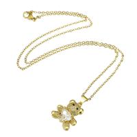 Collier en laiton cubique Zircon Micro Pave, avec chaîne en acier inoxydable, Placage de couleur d'or, pavé de micro zircon & pour femme Environ 19.6 pouce, Vendu par PC