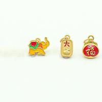 Enamel Brass Pendants, gold color plated golden 