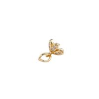 clip de cheville en laiton, fleur, Plaqué d'or 14K, DIY & pavé de micro zircon, 8mm, 0.8mm, Vendu par PC