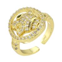 Brass Cuff Finger Ring, gold color plated, Adjustable & micro pave cubic zirconia & hollow, US Ring 