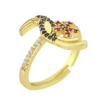 Brass Cuff Finger Ring, gold color plated, Adjustable & micro pave cubic zirconia, US Ring 