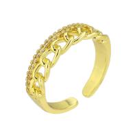 Brass Cuff Finger Ring, gold color plated, Adjustable & micro pave cubic zirconia & hollow, US Ring 