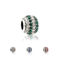 Zinc Alloy European Large Hole Beads, plated, DIY & enamel & with rhinestone 