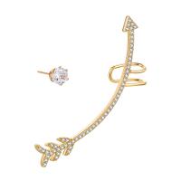 laiton Boucles d'oreilles asymétriques, pavé de micro zircon & pour femme, doré Vendu par PC