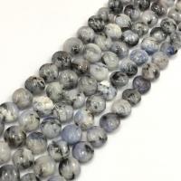 Blue Speckle Stone Beads, Flat Round, polished, DIY 