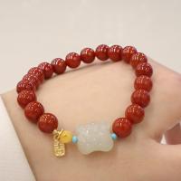 Pulsera de Ágata Roja de Yunnan, Yunnan Red Agate, con La cera de abejas & Hetian Jade & metal, Tigre, Joyería & para mujer, 8mm, Vendido por UD