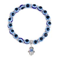 Evil Eye Bracelet Bijoux, résine, Rond, poli, normes différentes pour le choix & pour femme & avec strass, bleu, Vendu par PC