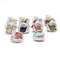 Gemstone Zinc Alloy Pendants, Natural Stone, with Zinc Alloy, Heart, platinum color plated & Unisex 