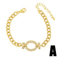 Cubic Zirconia Micro Pave Brass Bracelet, with 1.97 extender chain, gold color plated & micro pave cubic zirconia, golden .12 Inch 