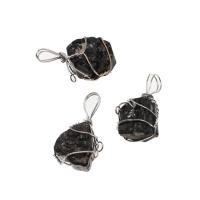 Colgantes de piedra negra, metal, con Piedra Negra, Negro, 28x15x11mm, Vendido por UD