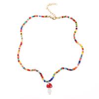 Resin Zinc Alloy Necklace, with Zinc Alloy, mushroom, cute & fashion jewelry & for woman Approx 17.3 Inch 