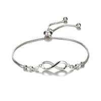 Circonita Aleación de zinc pulsera, Número 8, chapado, cadena de caja & micro arcilla de zirconia cúbica & para mujer & hueco, más colores para la opción, longitud:aproximado 9.4 Inch, Vendido por UD