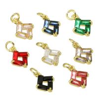 Cubic Zirconia Micro Pave Brass Pendant, gold color plated, micro pave cubic zirconia & hollow Approx 4mm 