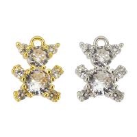 Cubic Zirconia Micro Pave Brass Pendant, Bear, plated, micro pave cubic zirconia Approx 3mm 