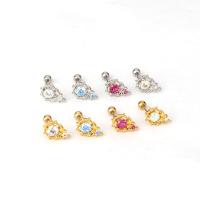 Stainless Steel Cubic Zirconia Stud Earring, plated, fashion jewelry & micro pave cubic zirconia 