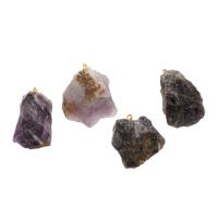 Amethyst Anhänger Februar Birthstone, Messing, mit Amethyst, Unregelmäßige, violett, 39x28x16mm, verkauft von PC