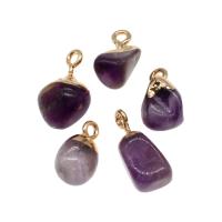 Amethyst Anhänger Februar Birthstone, Messing, mit Amethyst, Unregelmäßige, violett, 18x7x7mm, verkauft von PC