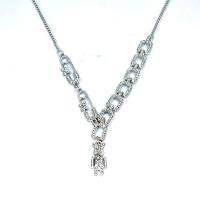 Collier de bijoux de titane, Acier titane, ours, Placage, pour femme & avec strass, argent, 25mm cm, Vendu par PC