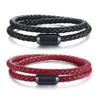 acier inoxydable bracelet, avec Cuir, Placage, pour homme, plus de couleurs à choisir Environ 15.35 pouce, Vendu par PC