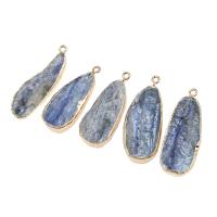 Natural Quartz Pendants, Brass, with Kyanite, irregular, mixed colors 