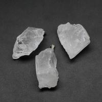 Natural Quartz Pendants, Brass, with Clear Quartz, Nuggets, white 