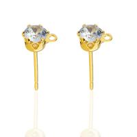 Cupronickel Earring Drop Component, with Cubic Zirconia, plated, faceted 