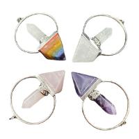 Gemstone Zinc Alloy Pendants, Natural Stone, with Zinc Alloy, platinum color plated & Unisex 65mm 