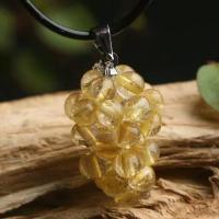 Rutilated Quartz Pendant, with Zinc Alloy, Grape, golden 