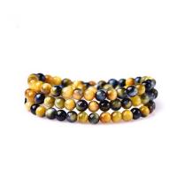 Tiger Eye Stone Bracelets, Unisex & anti-fatigue, mixed colors 