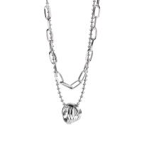 Collier de bijoux de titane, Acier titane, avec laiton, avec 1.97Inch chaînes de rallonge, Double couche & unisexe, argent Environ 19.69 pouce, Environ 15.75 pouce, Vendu par PC