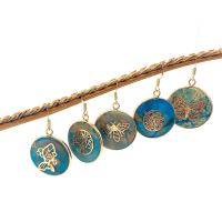 Shoushan Stone Pendientes con Colgantes, con metal, Esférico, chapado en color dorado, Joyería & diferentes estilos para la opción, azul, 26mm, Vendido por Par