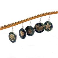 Kambaba Jasper Drop Earring, with Brass, Round, plated, fashion jewelry 26mm 