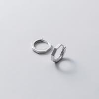 Sterling Silver Huggie Hoop Earring, 925 Sterling Silver, Flower silver color 