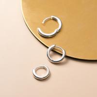 Sterling Silver Huggie Hoop Earring, 925 Sterling Silver, Donut silver color 