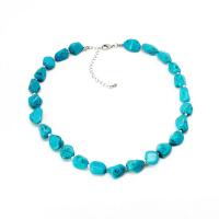 Collier turquoise en alliage de Zinc , avec alliage de zinc, pour femme, bleu .5 cm, Vendu par PC